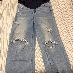 Distressed wide leg Maternity Jeans